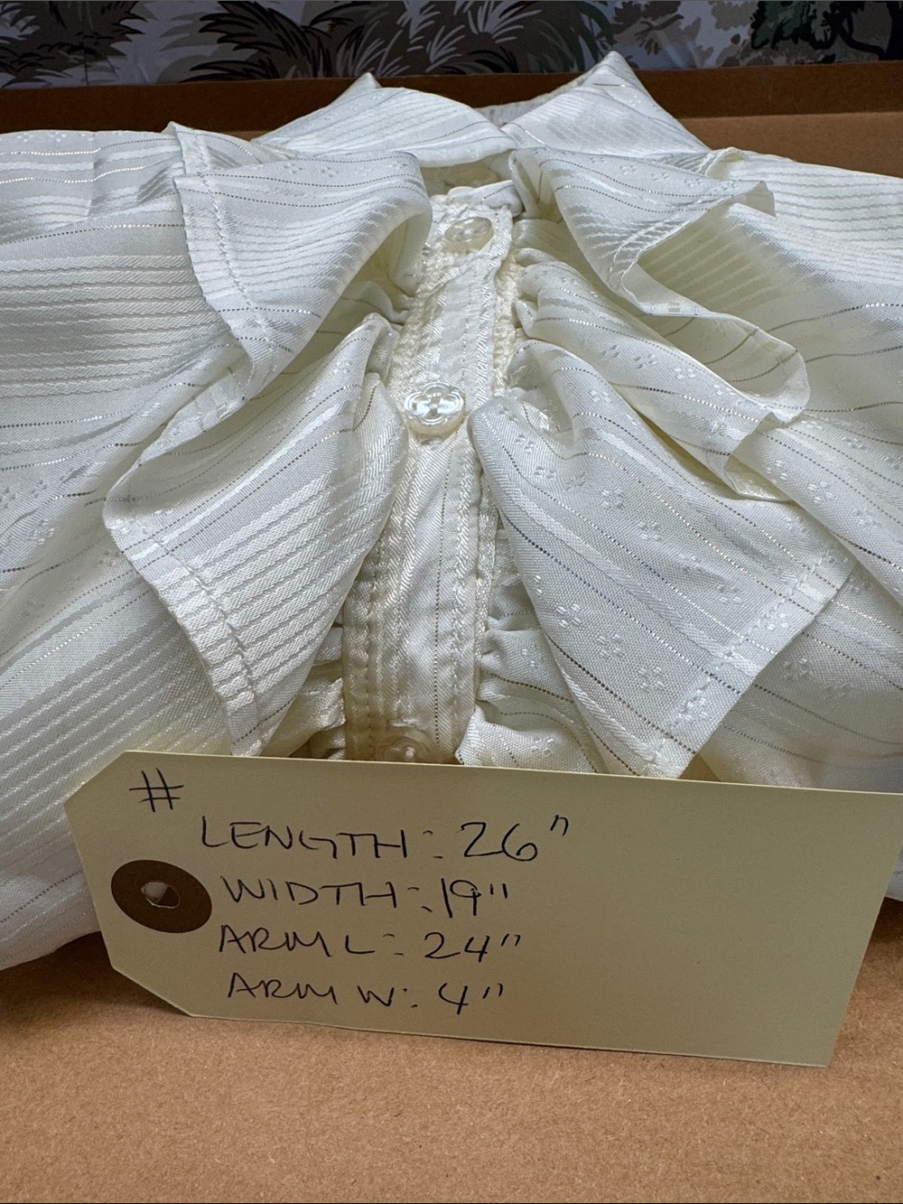 Ivory Ruffled Satin-Style Blouse with Statement Front - Picture 13 of 14